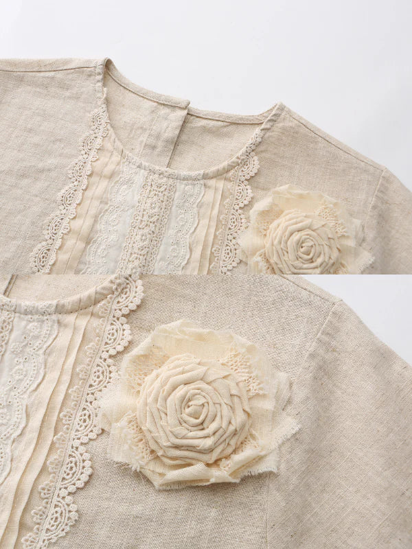 Linen Lace Garden Blouse and Skirt