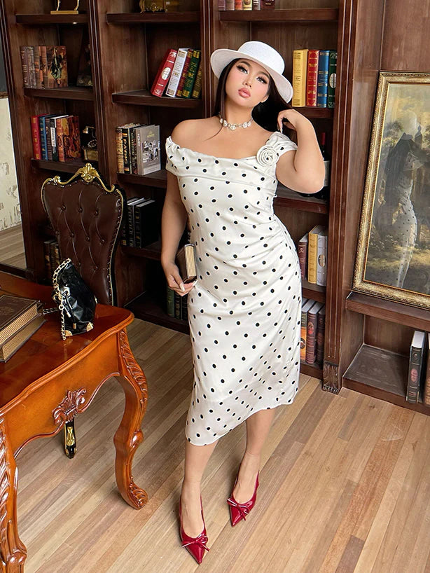 Vintage Polka Dot Satin Dress