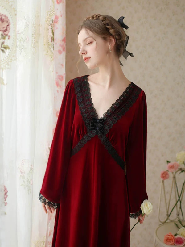 Dream of Wine Velvet Nightgown