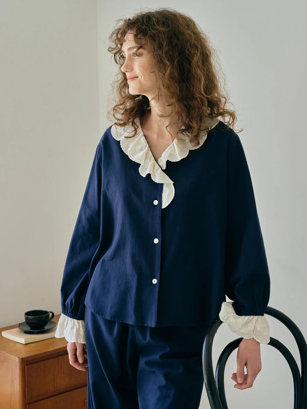 Midnight Elegance Lace Pajama Set