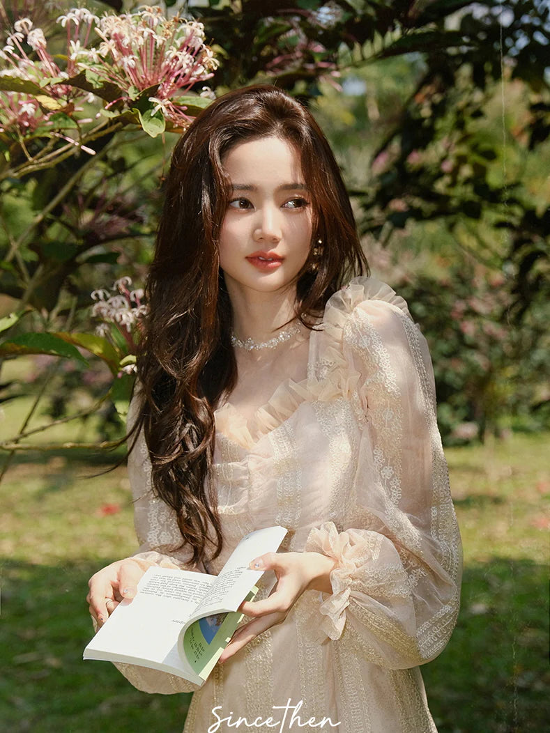 Elara's Dreamy Garden Pink Dress