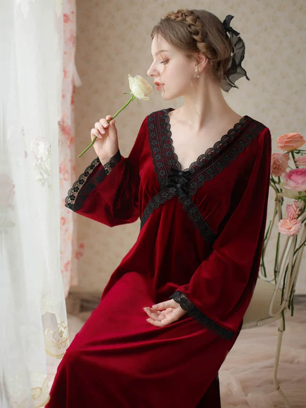 Dream of Wine Velvet Nightgown
