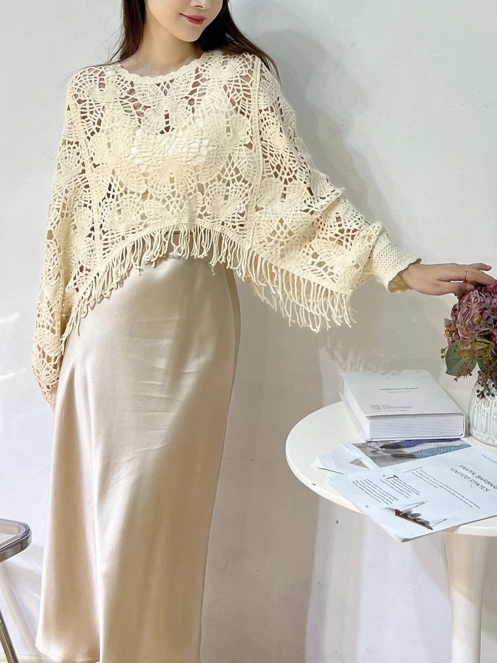 Bohemian Crochet Fringe Knit Top