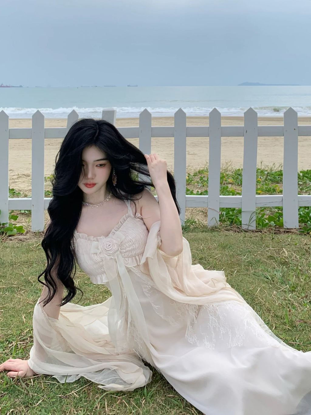 Ethereal Lace Rose Gown