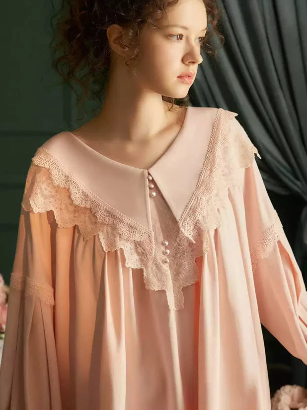 Elegant Lace-Trimmed Cotton Pajama Set