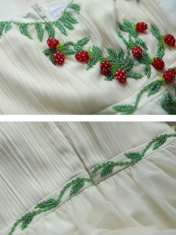 Strawberry Garden Vintage Embroidered Dress