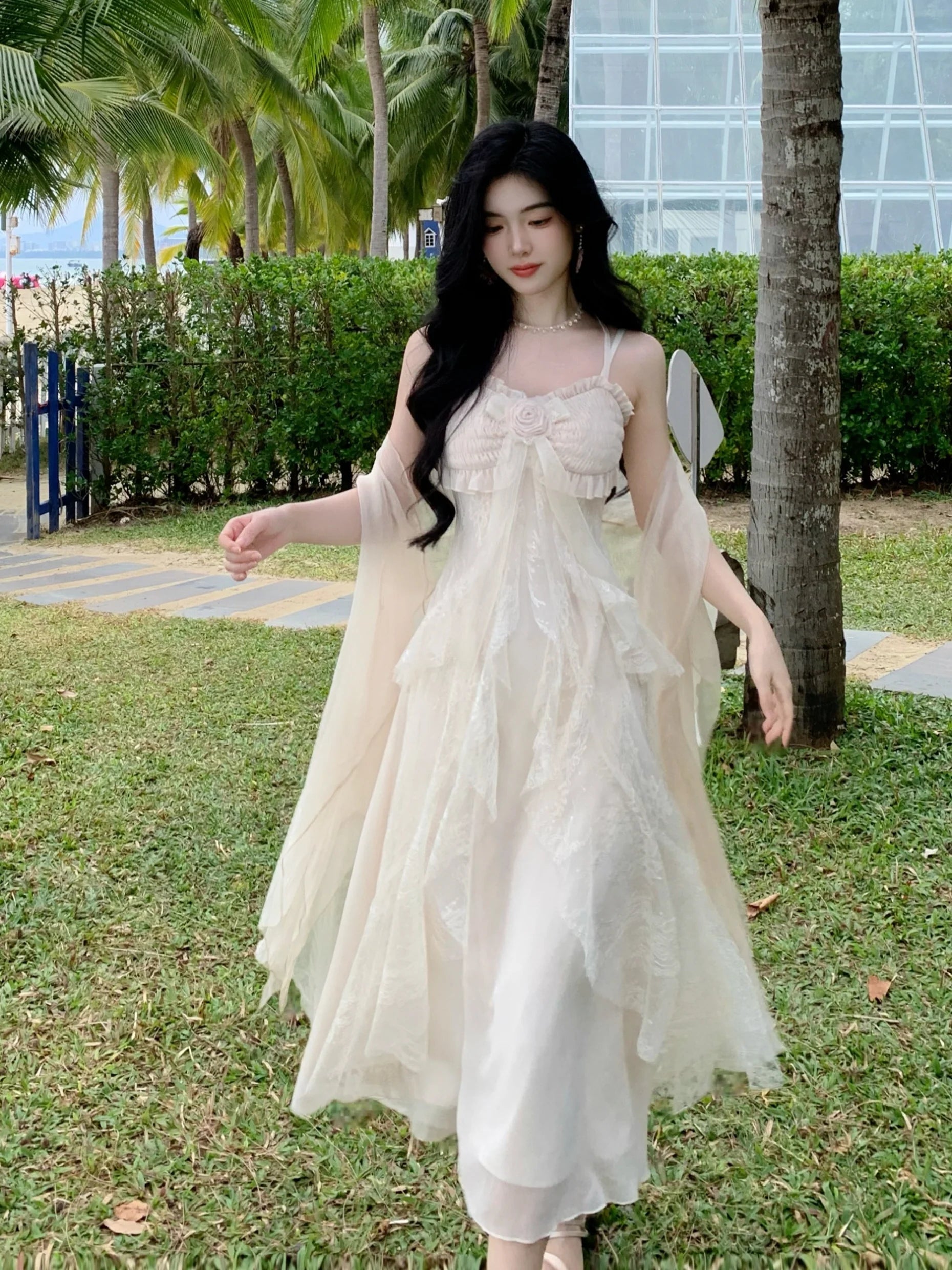 Ethereal Lace Rose Gown