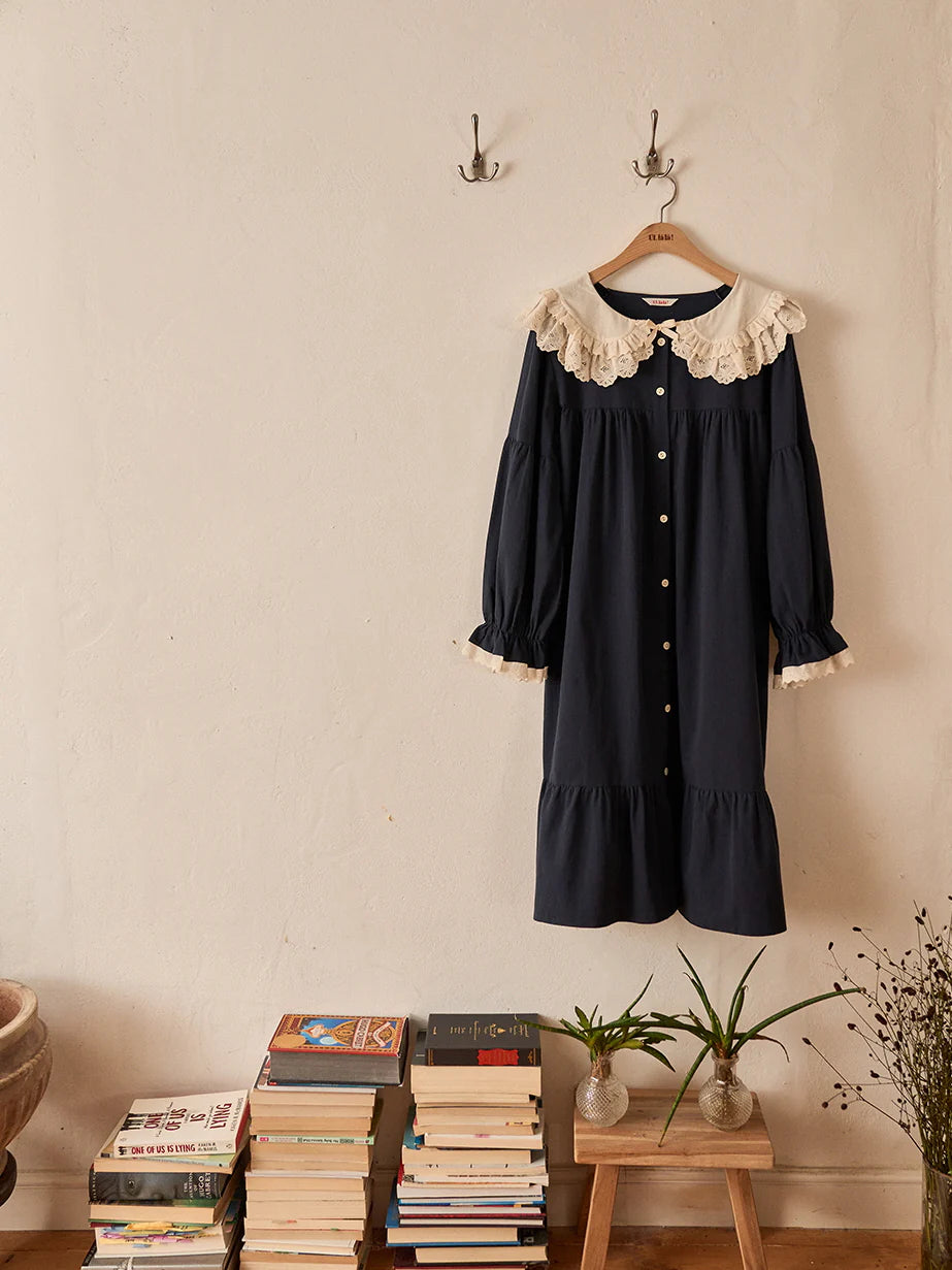 Midnight Lace Collar Nightgown