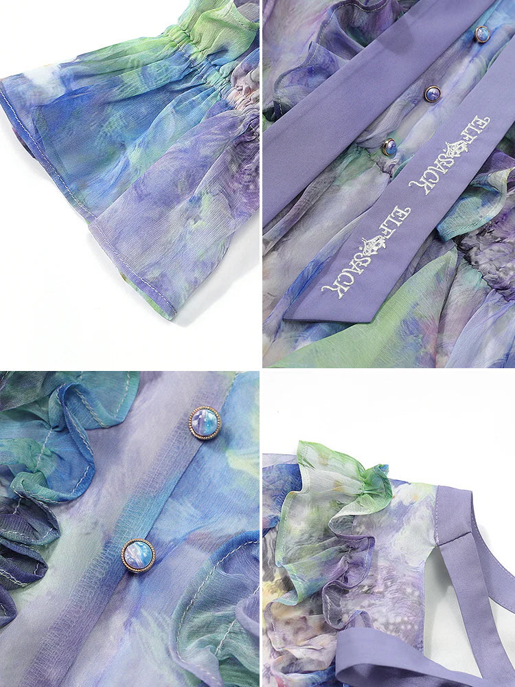 Ethereal Watercolor Ruffle Dress
