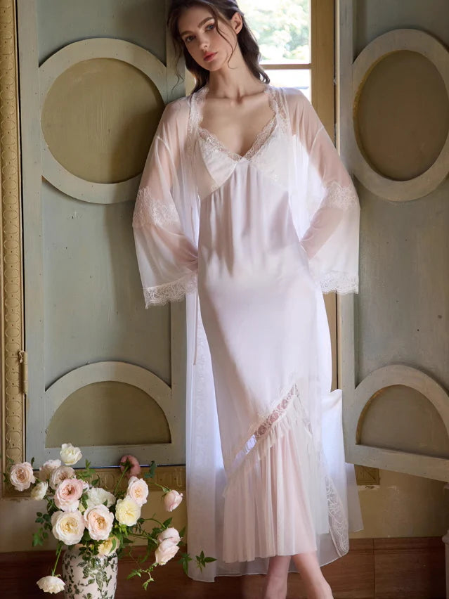 White Lace Princess Nightgown Set