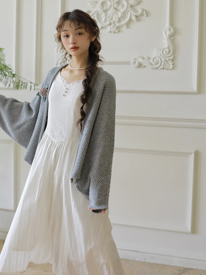 Victorian Elegance Long White Lace Dress