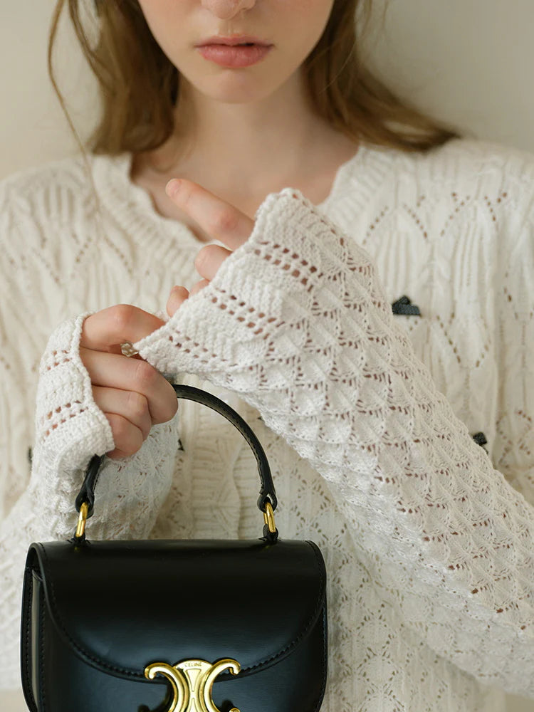 Ethereal Bow-Embellished Knit Cardigan