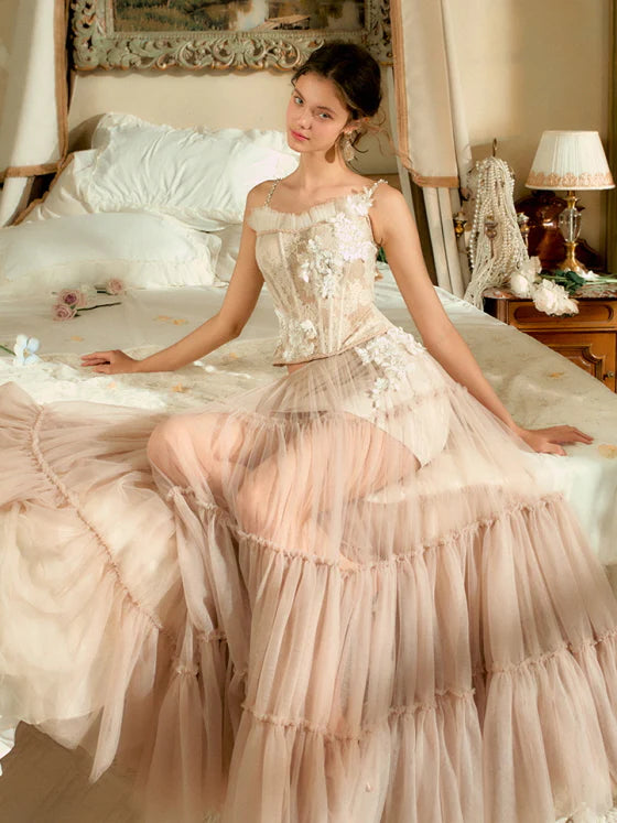 Ivory Blossom Lace Corset & Tulle Skirt