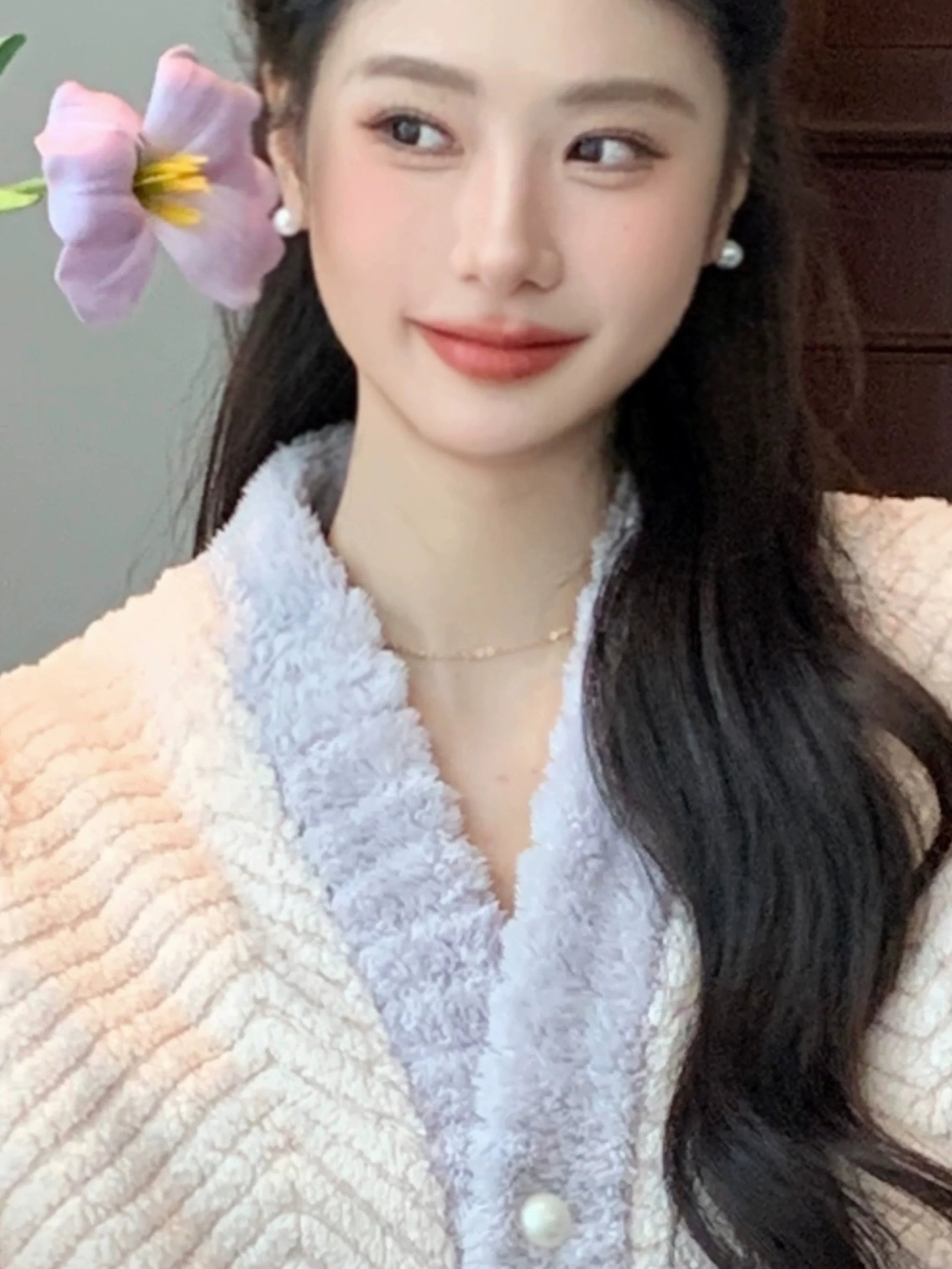 Cozy Winter Velvet Button-Down Robe