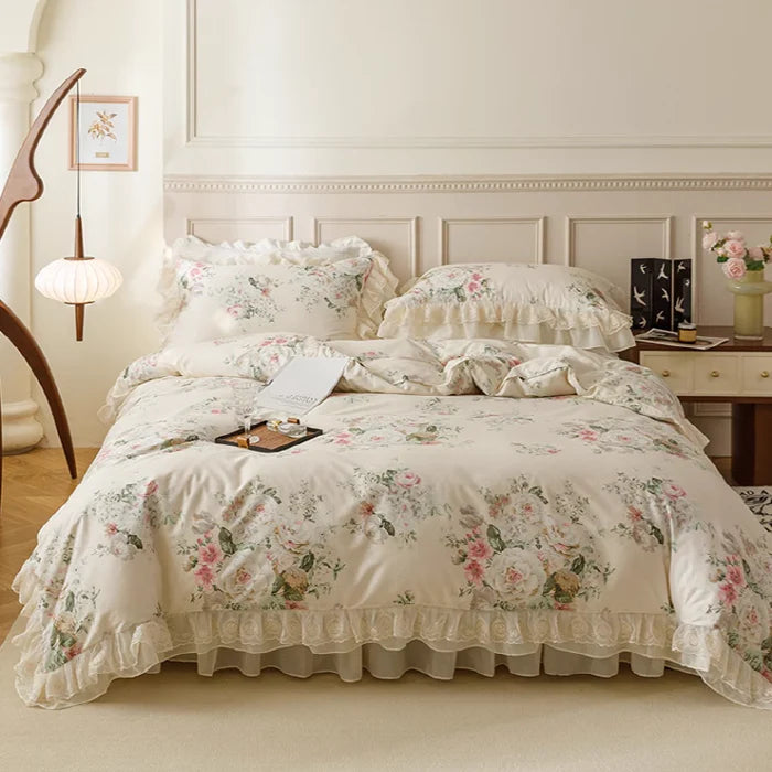 Floral Princess Cotton Frill Bedding Set