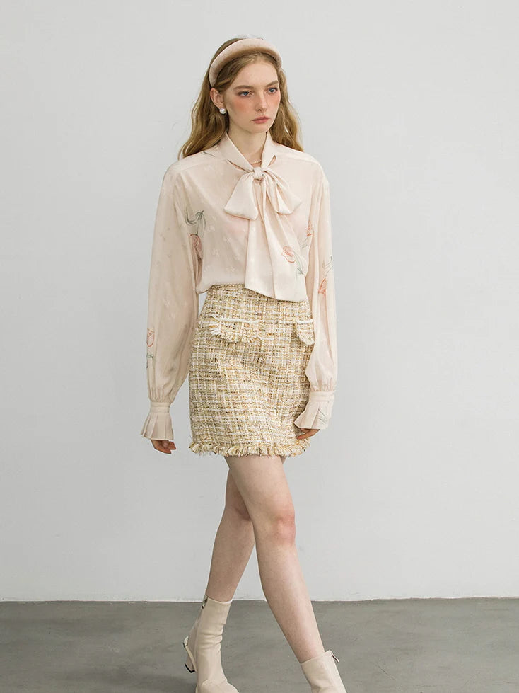 Romantic Tulip Bow-Tie Blouse