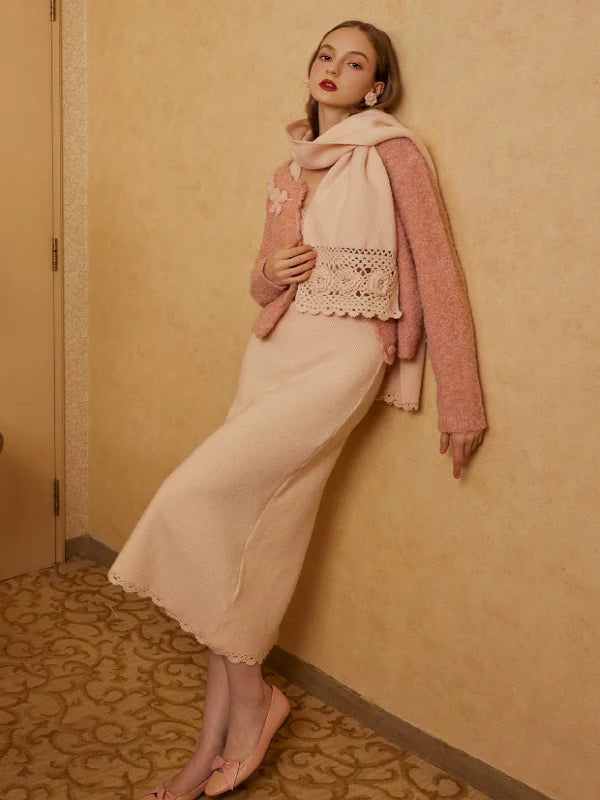 Elegant Blooming Lace Knit Dress