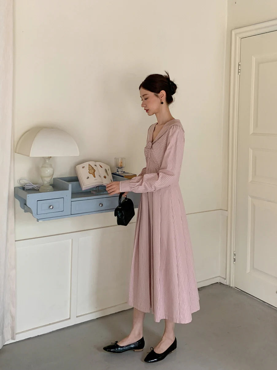 Striped Sailor Collar Dress