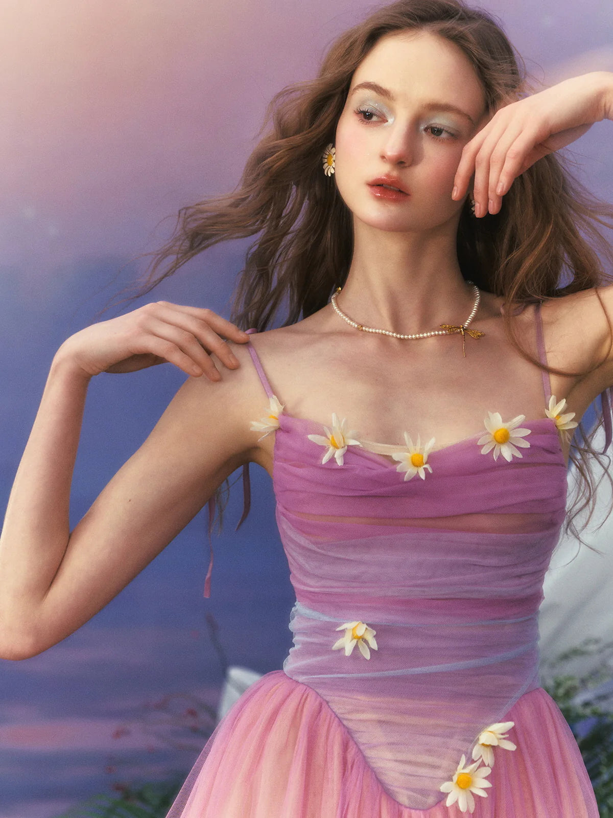 Moonlit Petal Fairy Gown Ombre Tulle Dress