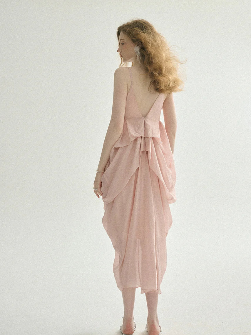 Ethereal Blush Draped Gown