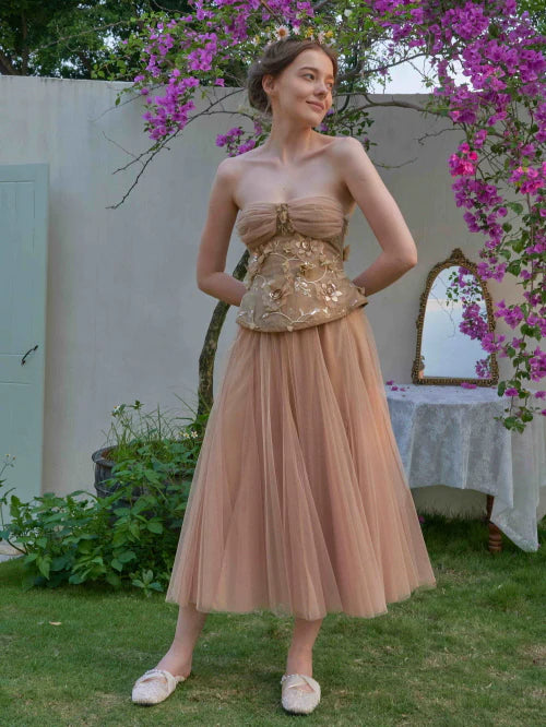 Blossom Garden Embroidered Corset & Skirt