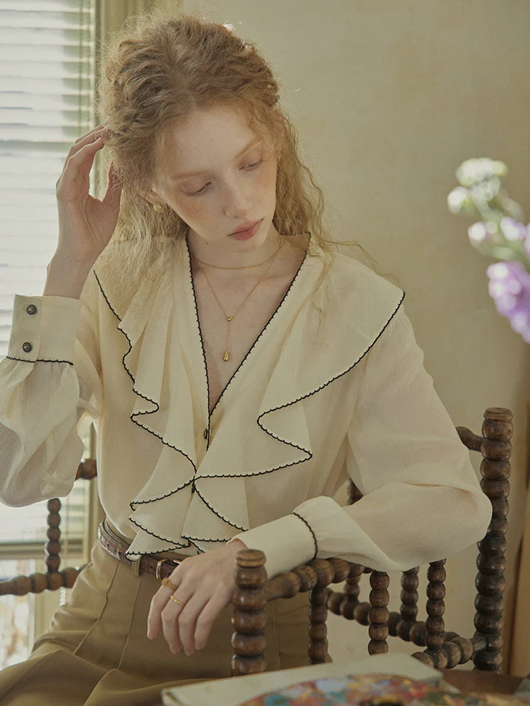 Timeless Ruffle Edge Vintage Blouse