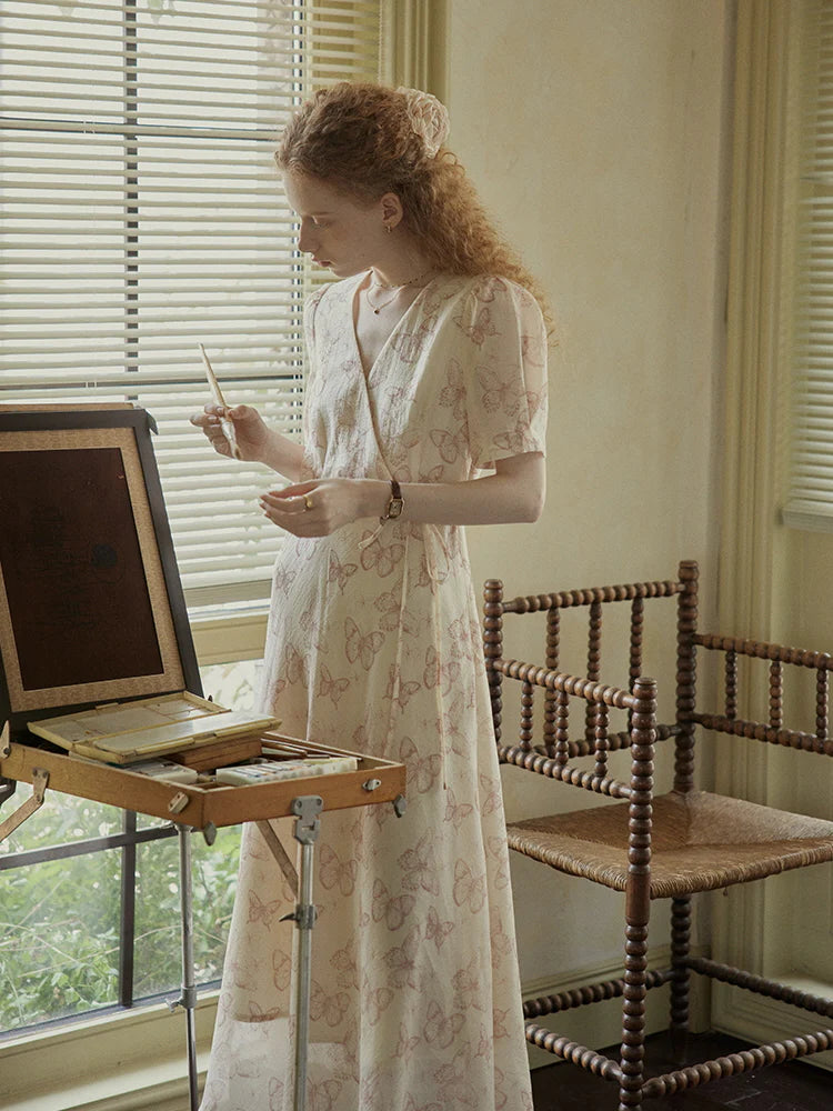 Butterfly Whispers Wrap Dress