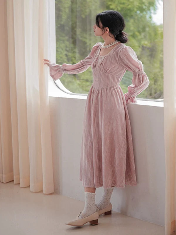 Vintage Pink Velvet Elegance Dress