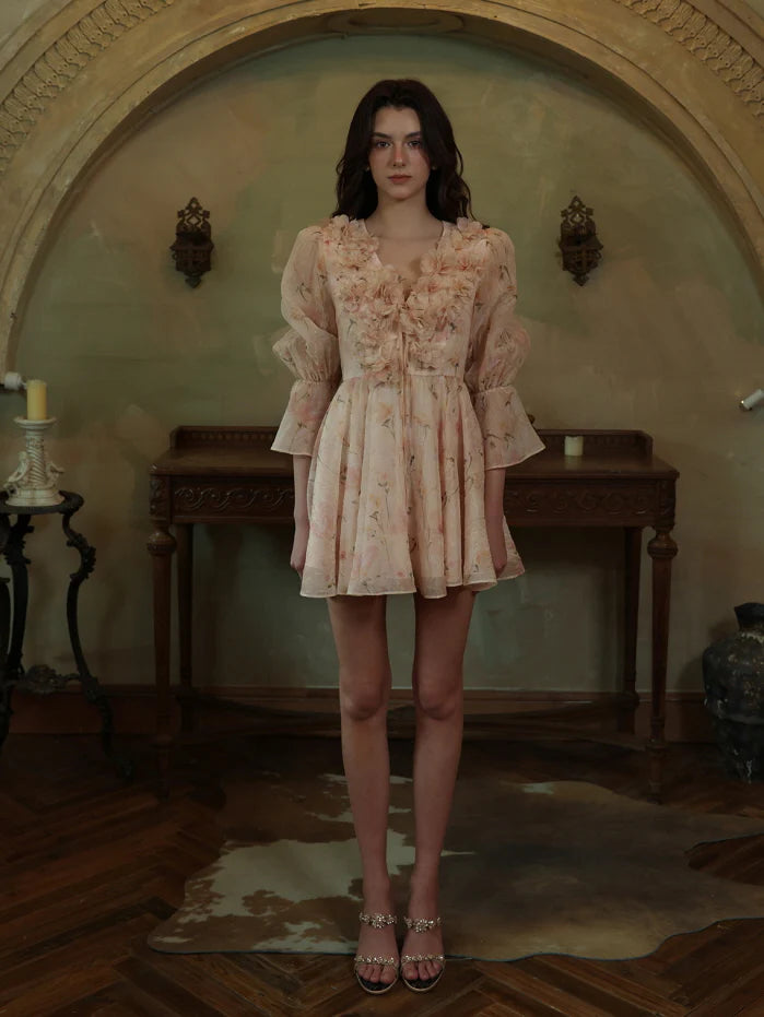 Blush Bloom Garden Ruffle Mini Dress