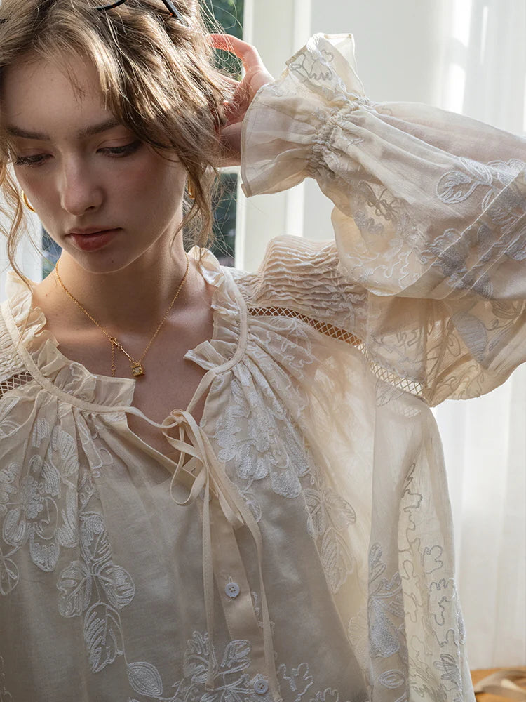 Ethereal Embroidered Lace Blouse