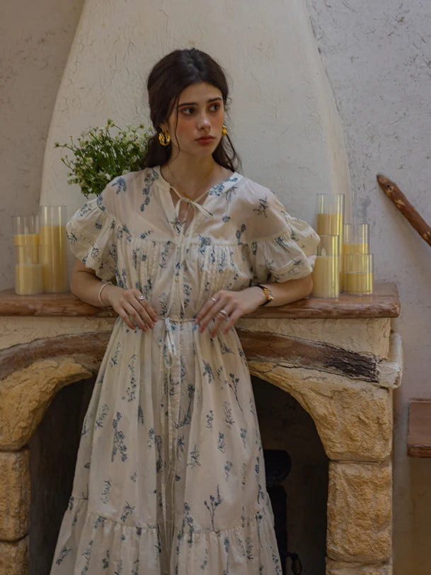 Blue Meadow Floral Cotton Dress