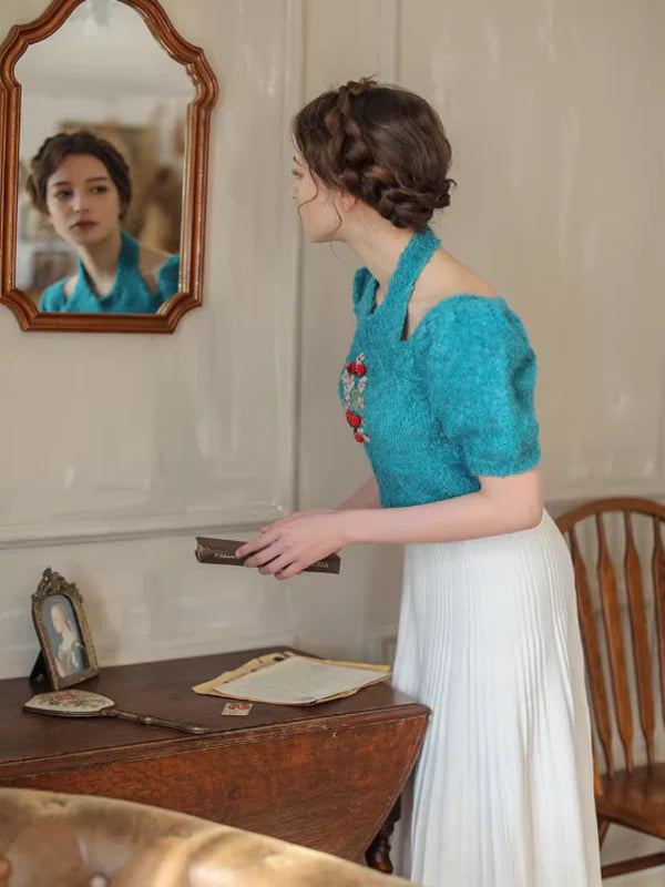 Hand-Embroidered Knit Top