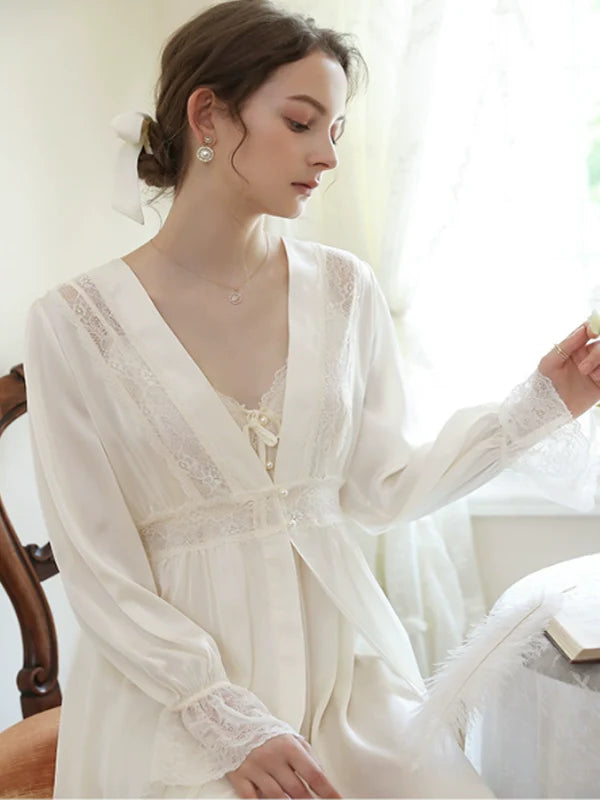 Snowy Lace Elegance Nightgown