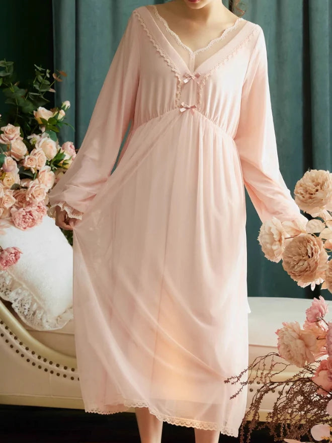 Dreamy Lace-Trimmed Princess Nightgown