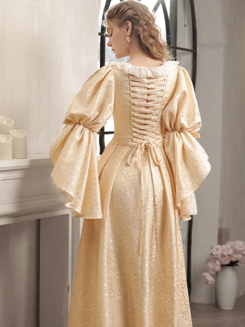 Soft Yellow Vintage Lace Princess Dress