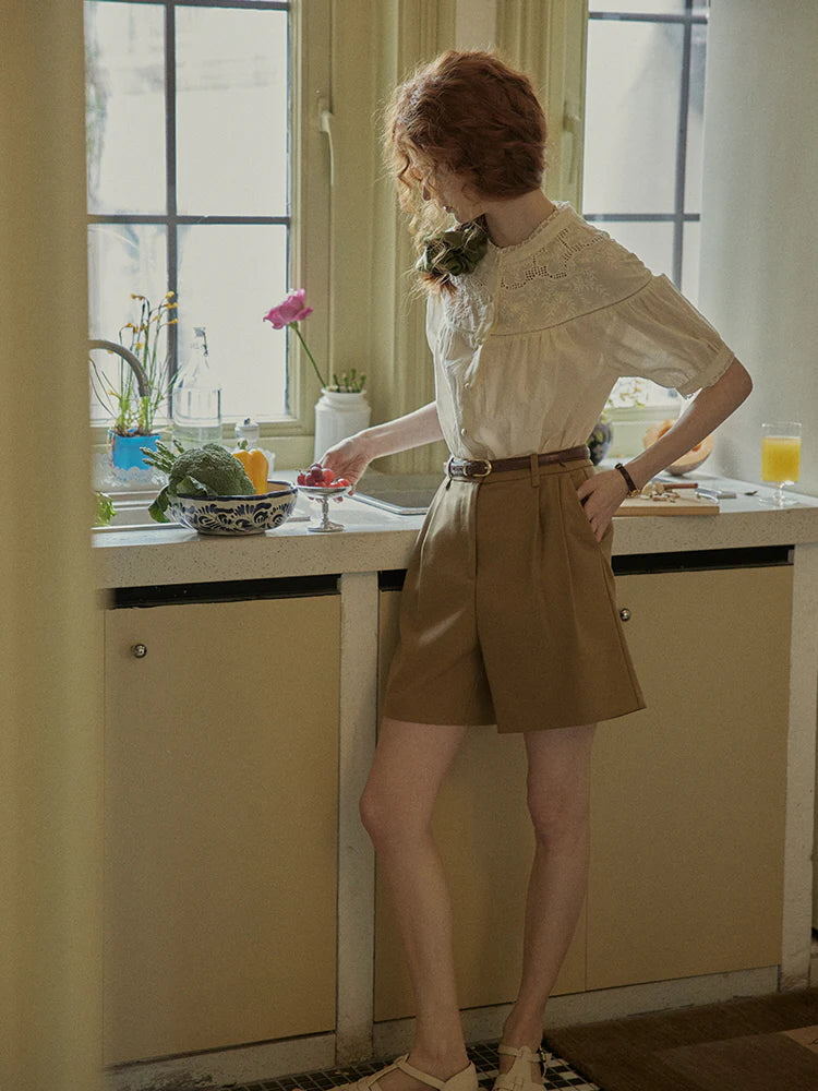 Victorian Lace Embroidered Cotton Blouse