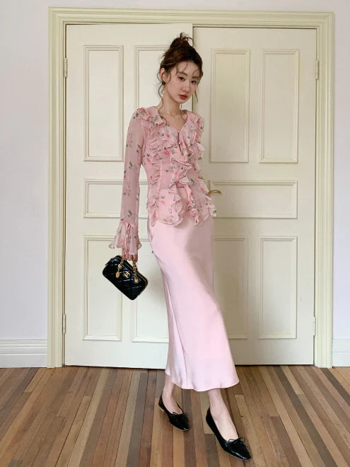 Blush Ruffle Floral Blouse