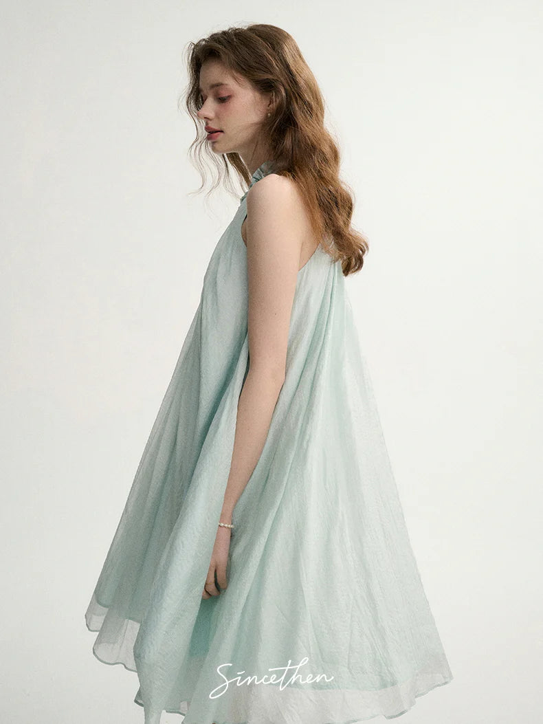 Ethereal Ruffle Halter Dress