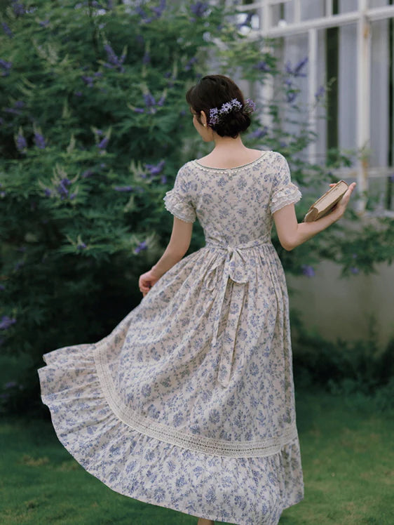 Blue Garden Vintage Lace Dress