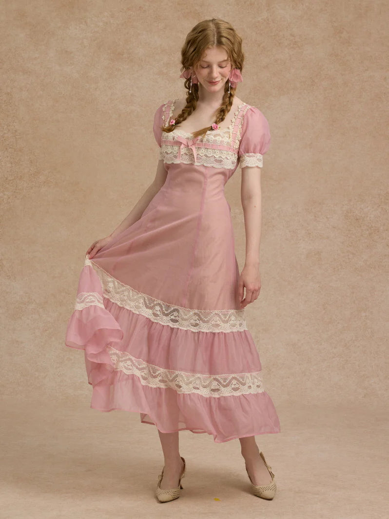 Blush Lace Ribbon Fairytale Dress