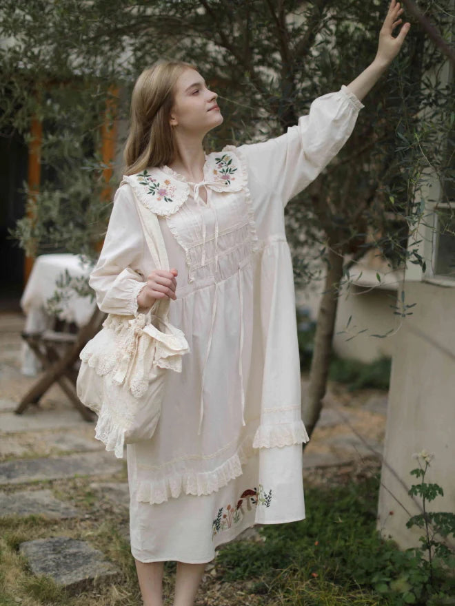 Woodland Story Embroidered Cotton Dress