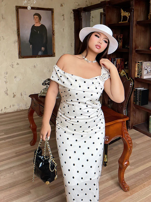 Vintage Polka Dot Satin Dress