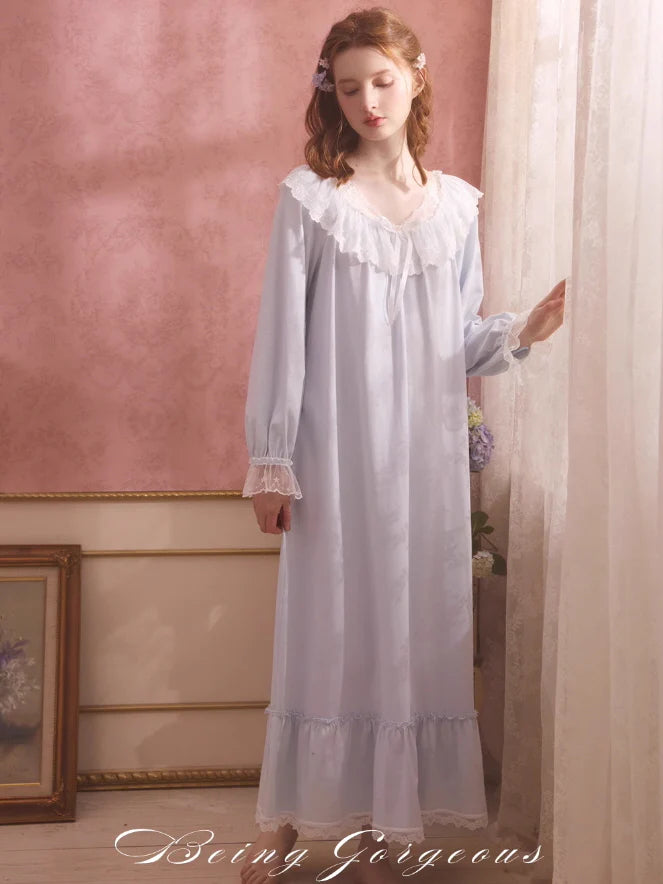 Soft Cotton Princess Lace Nightgown