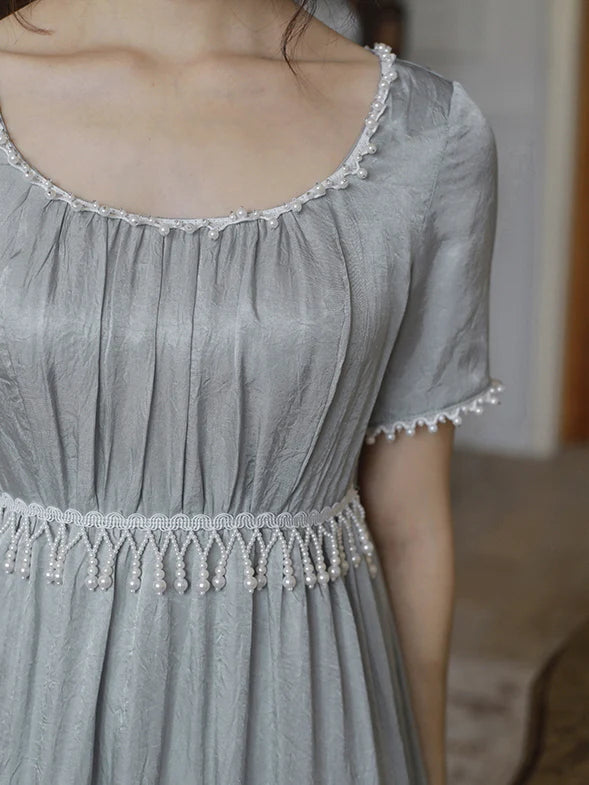 Enchanted Pearl Gray Blue Princess Dress
