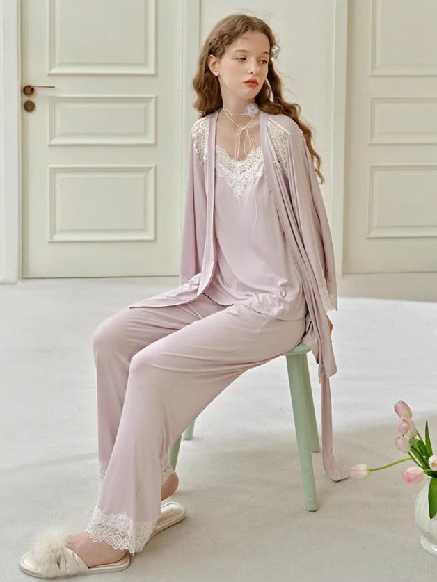 Lace Elegance 3-Piece Loungewear Set