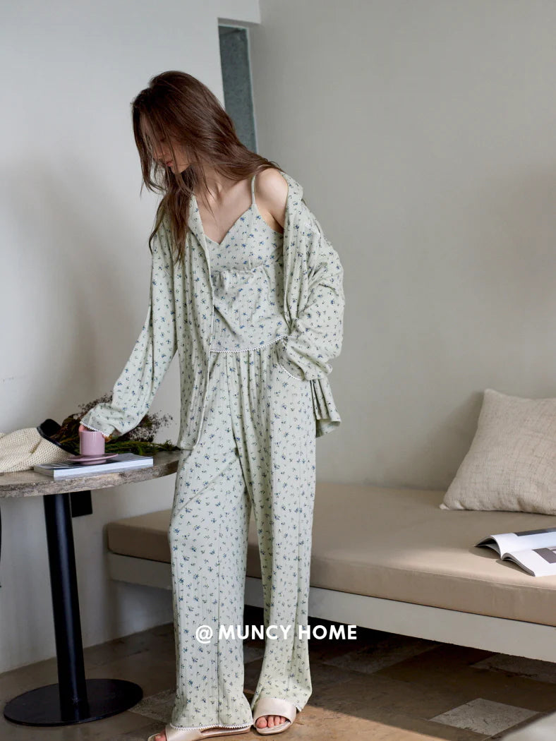 Pastel Floral Cotton Pajama Set