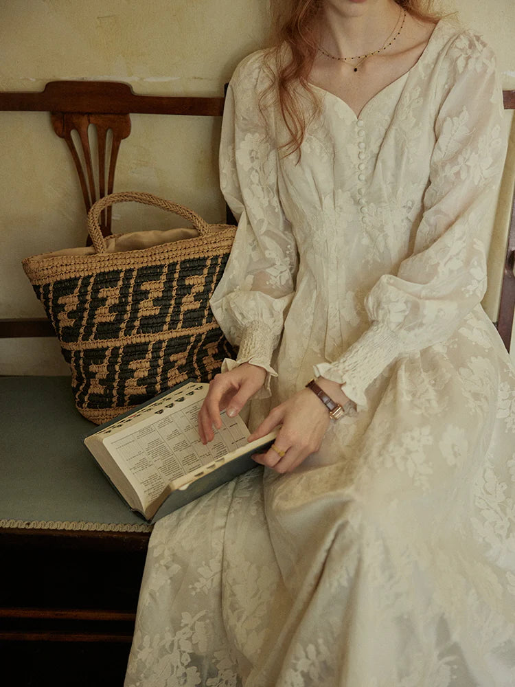 Whimsical Vintage Lace Cottagecore Dress