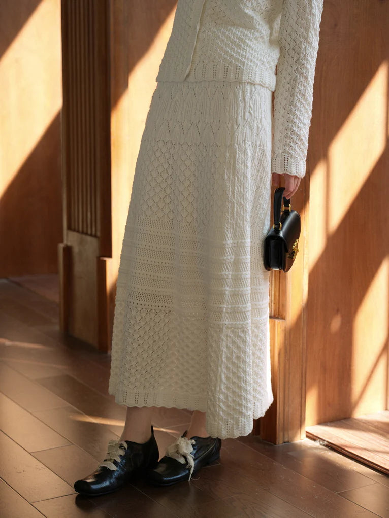 Ethereal Textured Knit Maxi Skirt