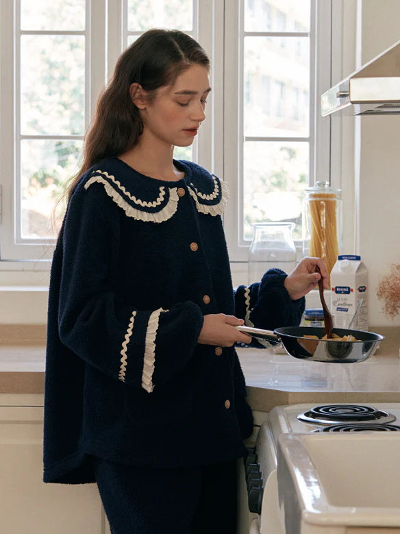 Midnight Ruffle Fleece Pajama Set