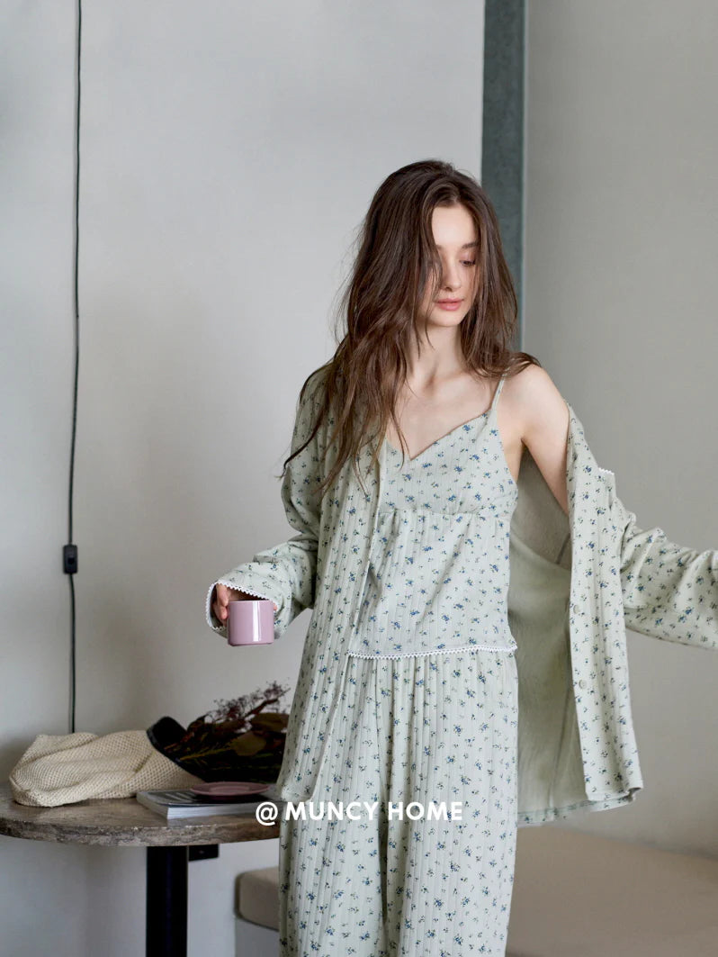 Pastel Floral Cotton Pajama Set